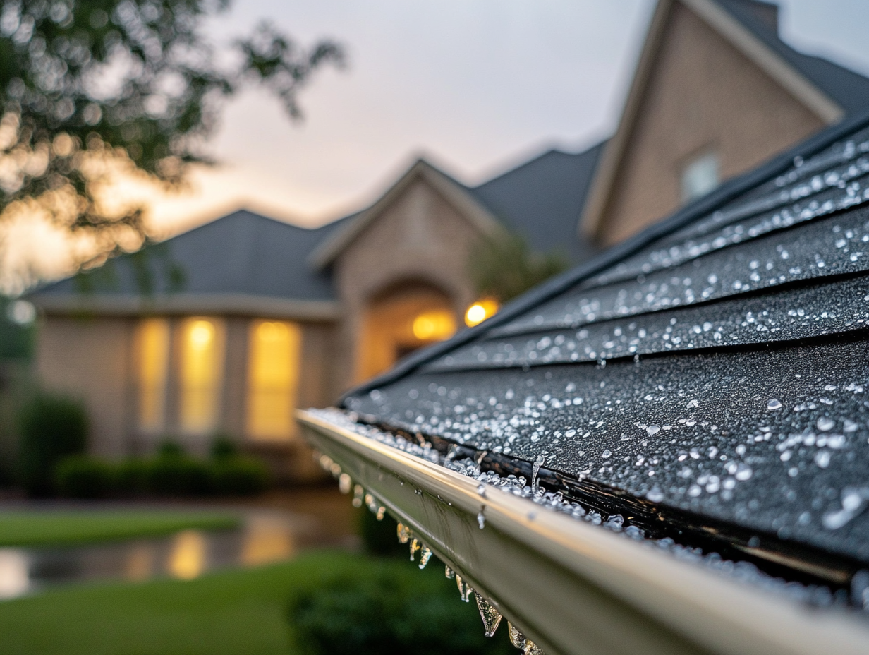 Hail damage on a roof that was hit by a hail storm