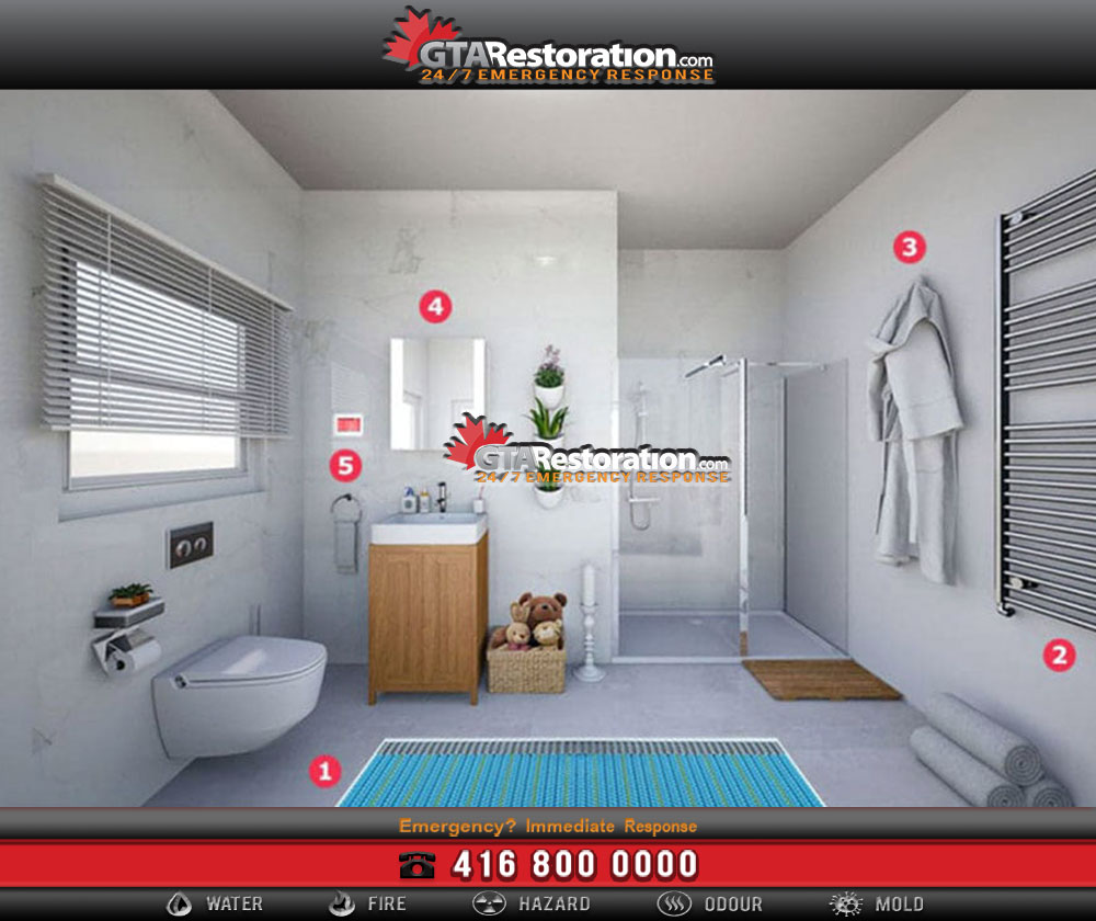 Radiant floor heating system in bathroom prevents mold growth!